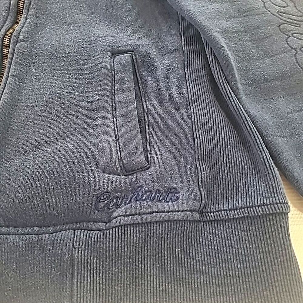 Carhartt Zip Up Sweatshirt M Full Embroidered Arm Sleeve BLue monochrome - Picture 4 of 13